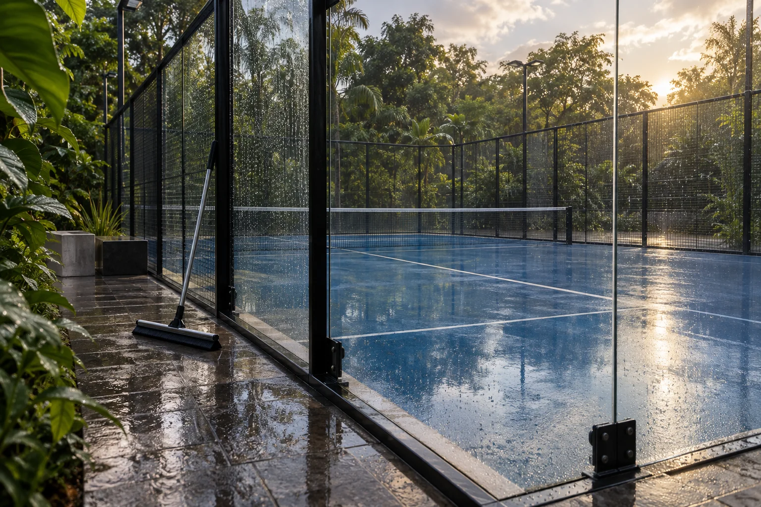 Padel court after rain